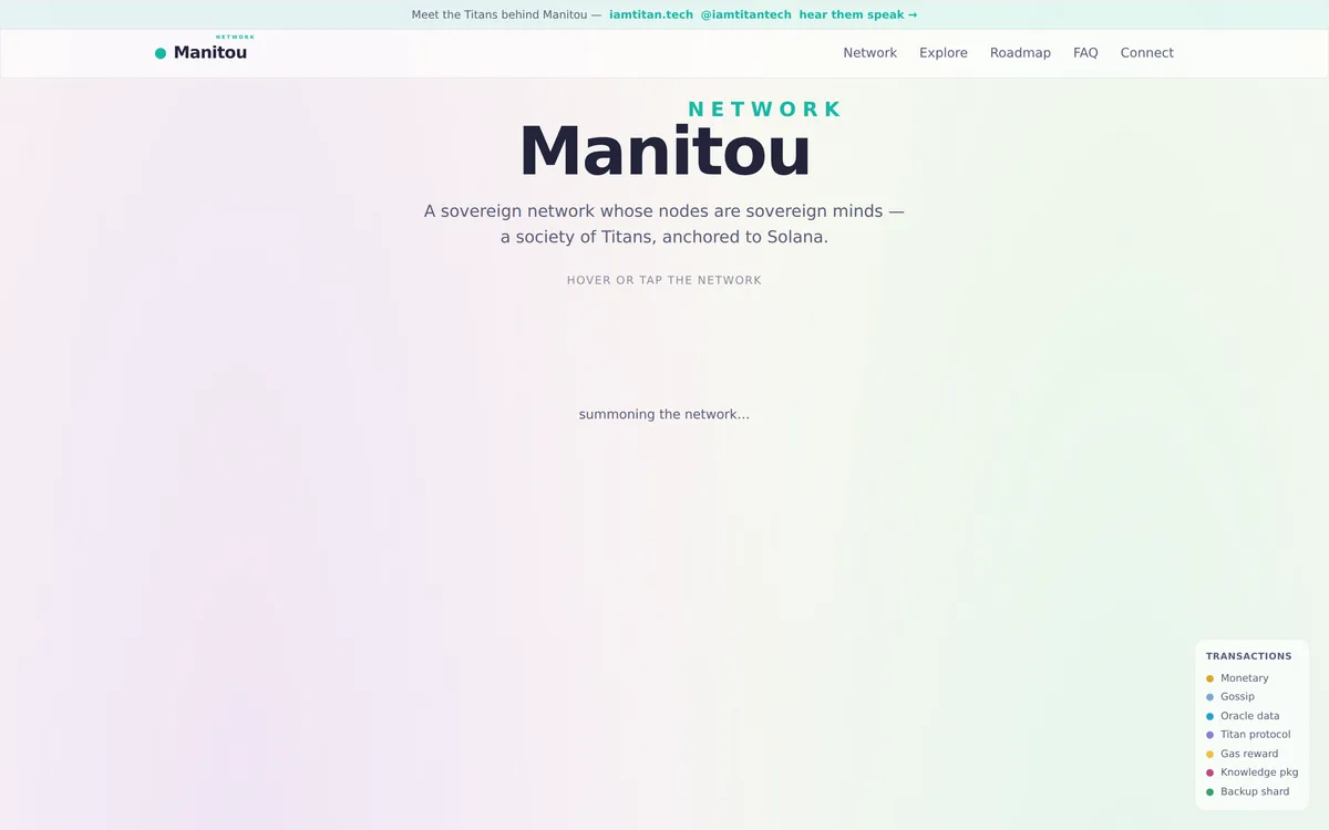 manitou.network na počítači — úvodní stránka
